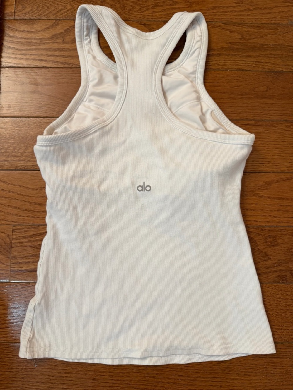 ALO Yoga White Ribbed Racerback Tank Top Size Small